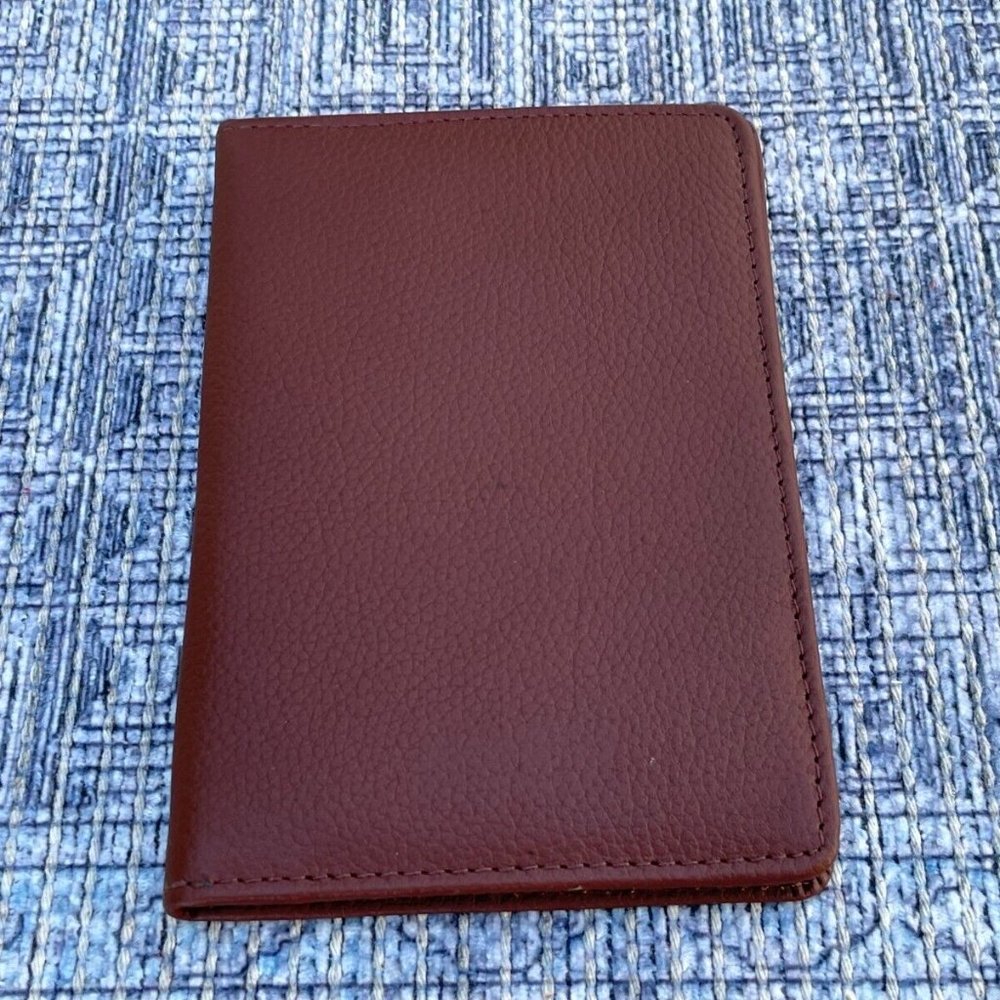 Leather Passport Holder Wallet Handmade Brown Card Holder Clutch Purse - Picture 5 of 12